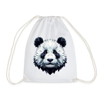 Panda Gesicht Polygon Kunst Geometrie - Turnbeutel - Weiß - Vorne