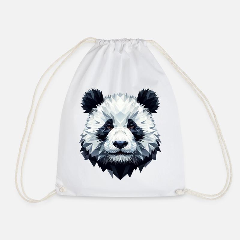 Panda Gesicht Polygon Kunst Geometrie - Turnbeutel - Weiß