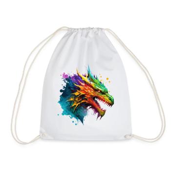Dragon Colorful Fantasy Magic Mysticism Mythology Art - Drawstring Bag - white - Front
