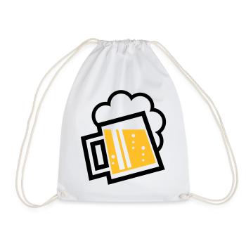 Bavarian Beer Mug (German Glass / L / \ / 2C) - Drawstring Bag - white - Front