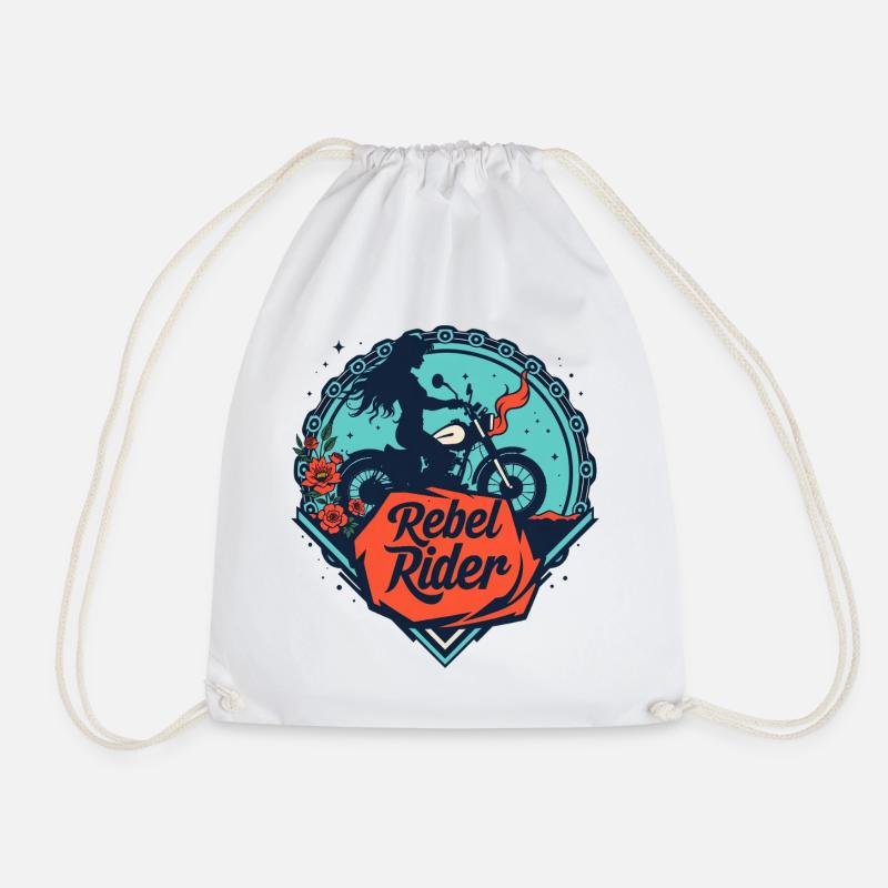 Rebel Rider - Drawstring Bag - white