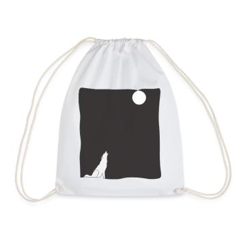 Wolf Howl Line Art - Drawstring Bag - white - Front