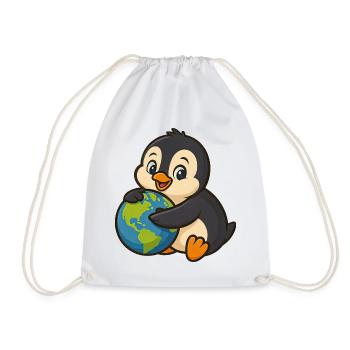 Pinguin auf der Erde Umweltschutz Naturliebhaber - Turnbeutel - Weiß - Vorne