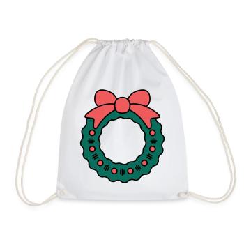 Wreath for Christmas - Drawstring Bag - white - Front