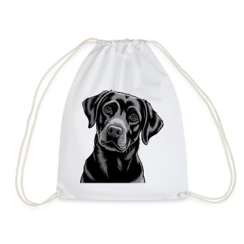 Black Labrador Portrait - Drawstring Bag - white - Front