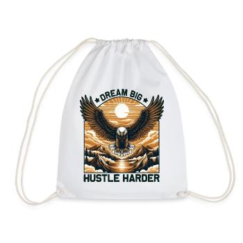 Eagel - Dream big Hustle Harder - Adler - Drawstring Bag - white - Front