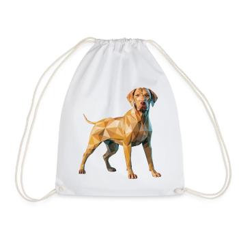Brown Dog - Cool Low Poly  Logo - Drawstring Bag - white - Front