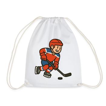 Eishockey Cartoon Junge im Spiel - Turnbeutel - Weiß - Vorne