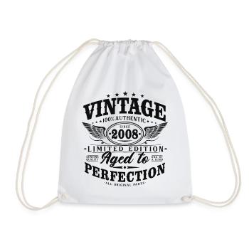 2008_Jahrgang_geboren_Geburtstag_Geschenk - Drawstring Bag - white - Front
