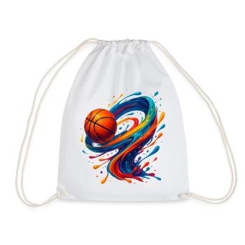 Vibrant Orbit Basketball Splash - Drawstring Bag - white - Front