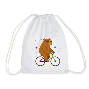 Cool Bear on Bike – Humour et style extérieur - Sac de sport léger - blanc - Devant