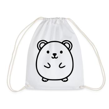 Hamster Lineart Vector - Drawstring Bag - white - Front