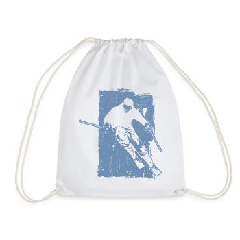 Skier Winter Sport Grunge Design - Drawstring Bag - white - Front