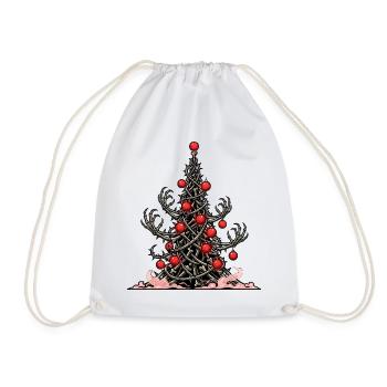 Creepy Skeleton Christmas Tree Horror Christmas - Drawstring Bag - white - Front