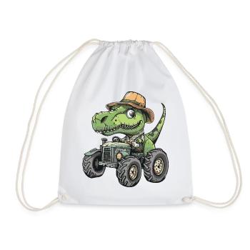 Dinosaurier T-Rex Traktor Farmer - Turnbeutel - Weiß - Vorne