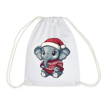 Elephant Christmas Xmas - Drawstring Bag - white - Front