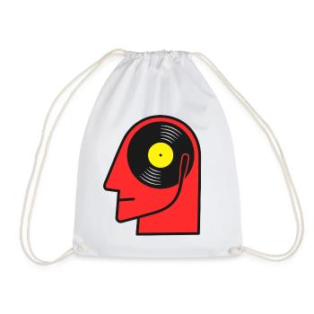 Vinyl Album Head Poster Art - Drawstring Bag - white - Front