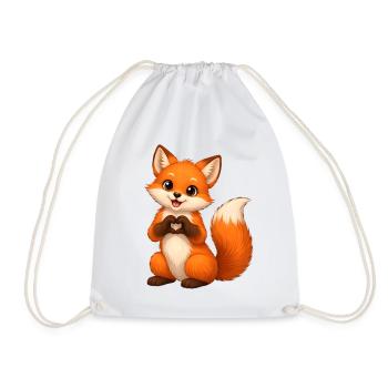 Love Fox Heart Shape - Drawstring Bag - white - Front