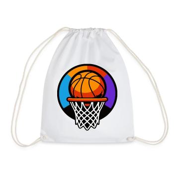 Basketball Hoop Ball Icon Graphic - Drawstring Bag - white - Front