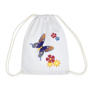 Schmetterling mit Blumen - Turnbeutel - Weiß - Vorne