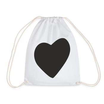 Minimalist heart – simple love design - Drawstring Bag - white - Front