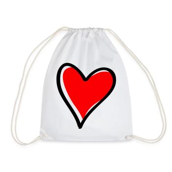 Red Heart Minimal Icon - Drawstring Bag - white - Front
