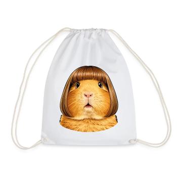 Funny guinea pig with bob hairstyle - Drawstring Bag - white - Front