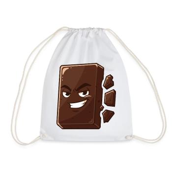 Charming chocolate block with grin - Drawstring Bag - white - Front