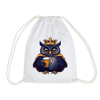 Owl Beer King - Drawstring Bag - white - Front