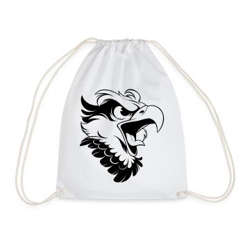 Angry Eagle Head – Tattoo Look - Drawstring Bag - white - Front