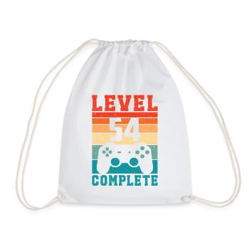 54th Birthday Level 54 Complete 54 Years Gamer - Drawstring Bag - white - Front
