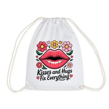 Kisses and hugs heal everything - Drawstring Bag - white - Front