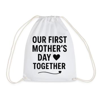 First Mother's Day Mom Baby Gift Idea Family - Drawstring Bag - white - Front