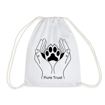 Pure Trust – Pfote in Händen Line-Art - Turnbeutel - Weiß - Vorne