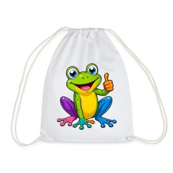 Dessin animé grenouille colorée pouce levé animal drôle - Sac de sport léger - blanc - Devant