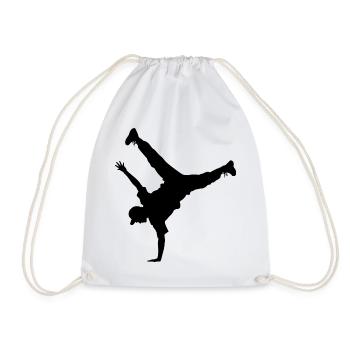 Geschenkidee für einen Hip-Hop-Tänzer mit B-Boying - Turnbeutel - Weiß - Vorne