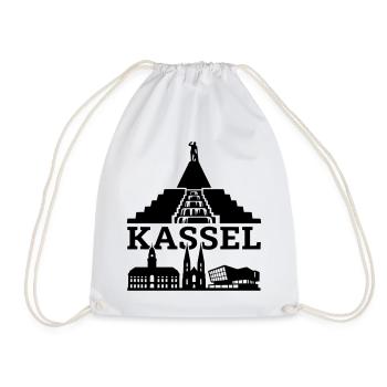 Kassel Wahrzeichen Silhouette - Turnbeutel - Weiß - Vorne