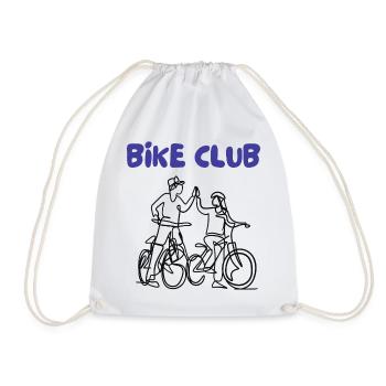 Bike Club Line Drawing - Drawstring Bag - white - Front