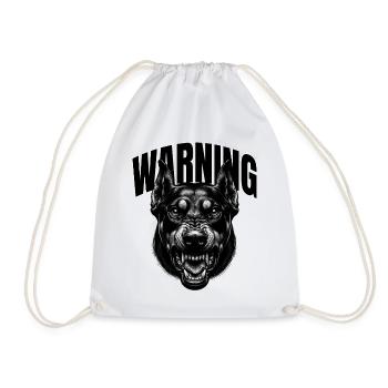 Dog Warning - Drawstring Bag - white - Front