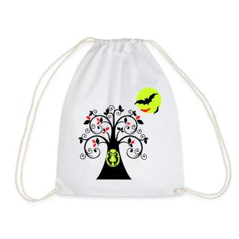 Baum mit Eule Halloween - Turnbeutel - Weiß - Vorne