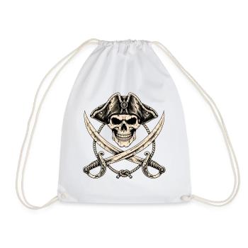 Piratenschädel mit gekreuzten Säbeln - Turnbeutel - Weiß - Vorne
