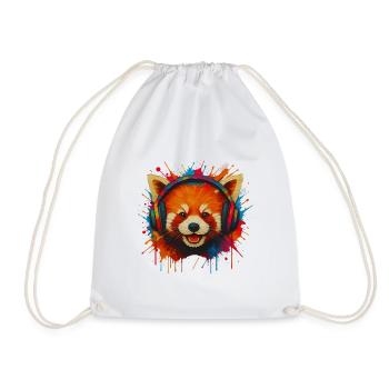 Roter panda mit bunten Kopfhörern - Turnbeutel - Weiß - Vorne