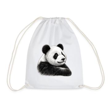 Panda Illustration - Turnbeutel - Weiß - Vorne