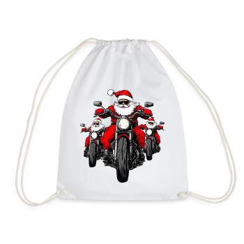 Motorradfahrer Weihnachten / Santa Motorrad - Turnbeutel - Weiß - Vorne