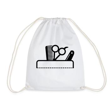 Kamm & Schere in der Tasche / barber tools in a - Drawstring Bag - white - Front