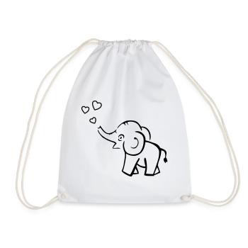 Un éléphant mignon souffle des cœurs - Sac de sport léger - blanc - Devant