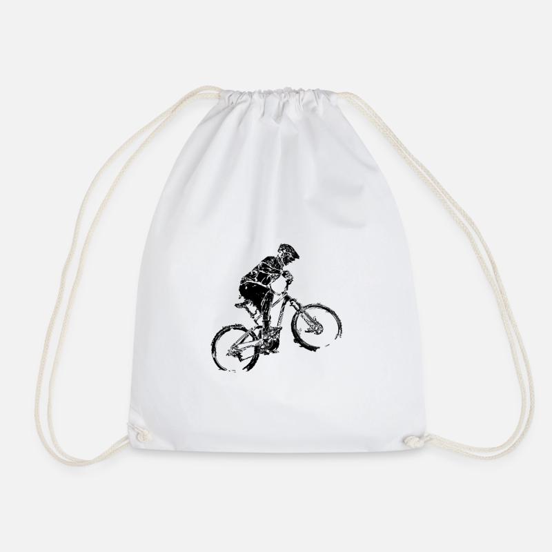 ss200519 BNW mountain biker black - Drawstring Bag - white