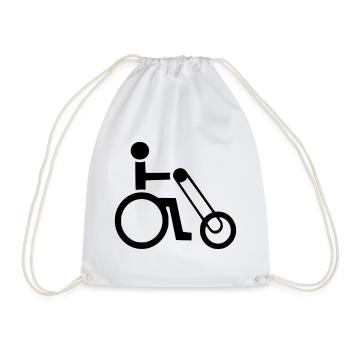Rollstuhlfahrer mit Handbike-Symbol * - Turnbeutel - Weiß - Vorne