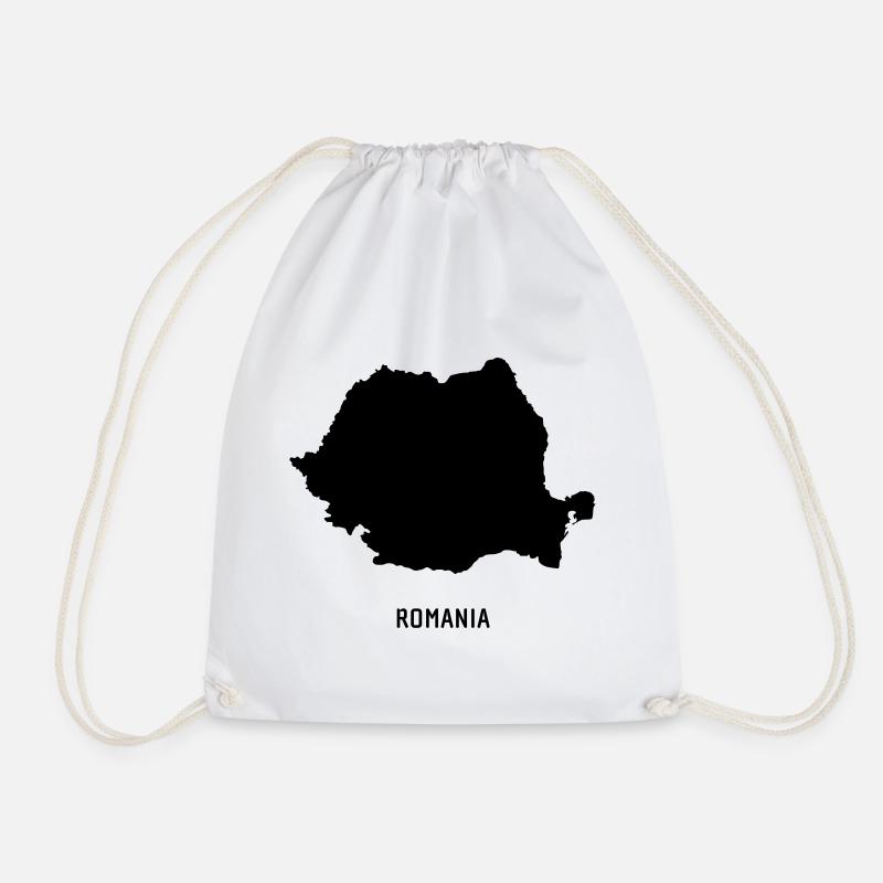 Romania - Map Map - Drawstring Bag - white