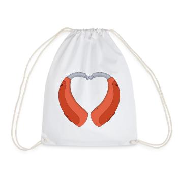 Heart Shaped Hearing Aid - Drawstring Bag - white - Front